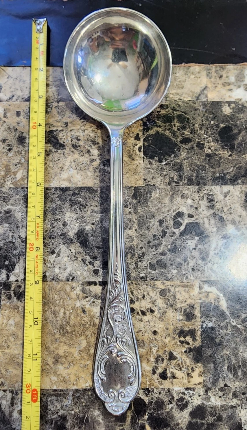 VINTAGE ITALY MADE 🇮🇹 BAROQUE STYLE SILVERPLATED "12" SOUP LADLE 🍲