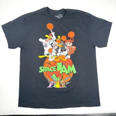 Vintage Space Jam Looney Tunes Medium Black T-shirt Basketball 90s Cartoon