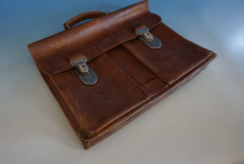 FM22-803: Vintage Leder Tasche Schultasche Aktentasche braun - Bild 1 von 5