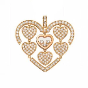 Or jaune plaqué à la main 925 Argent Sterling pendentif coeur diamant