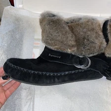 Bearpaw Casual Boots Womens Black Monet Cow Suede Uppers Sz 9 Euc