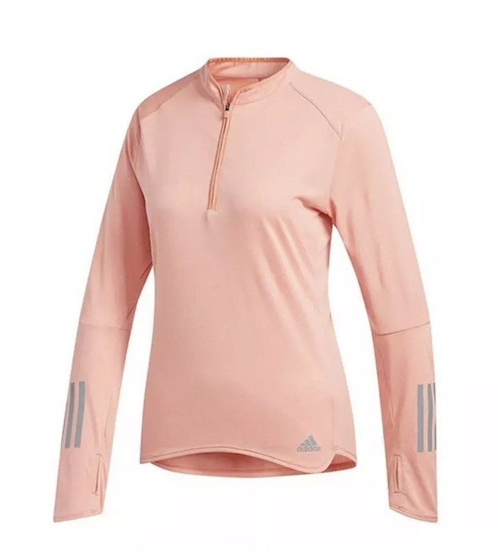 Adidas RS LS Zip Tee Women’s Energy Running Climalite Sweatshirt Sz S  CY5636 New