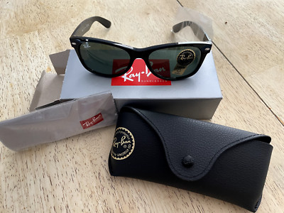 Ray Ban New Wayfarer Sunglasses 0RB2132 S:55 Black Frame Green
