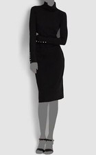 Lauren Ralph Lauren Women's Black Cotton-Blend Turtleneck Dress Size 14