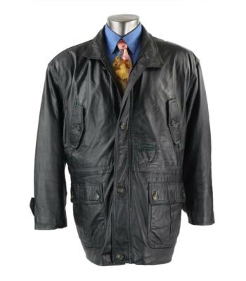 LKNW CORDOVAN Sz. 44 Zip Up Fashion English Black Leather Jacket