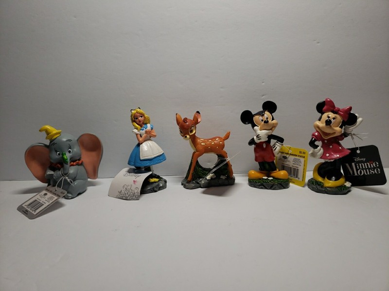 Disney Set of 5 Mini Garden Statues Mickey & Minnie Mouse Alice Dumbo Bambi