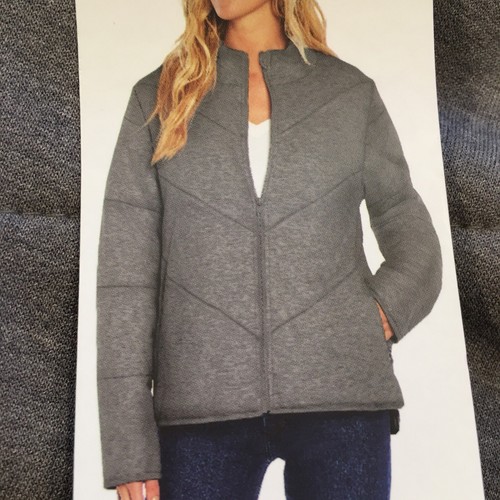 Three Dots Women's Size Small, Quilted Step Hem Knit Jacket, Heather Pavement (Gray)