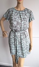 Banana Republic Dress XS UK 8 Green Mint Retro Pattern Mini Belted