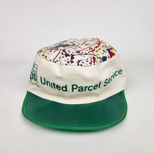 Vintage UPS United Parcel Service Hat Workers Cap Paint Splatter Green
