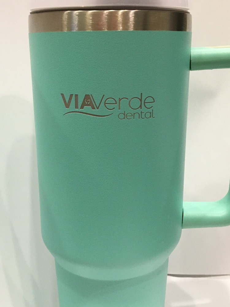 40oz Teal Green Blue Tumbler with Reusable Straw and Double Wall Insulation