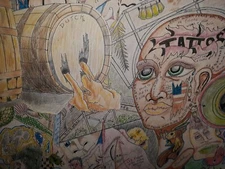 Unusual Outsider Art Watercolor Drawing Tattoo Biker Interest