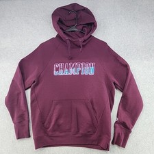 Champion Powerblend Fleece Block Logo Hoodie Women's M Purple