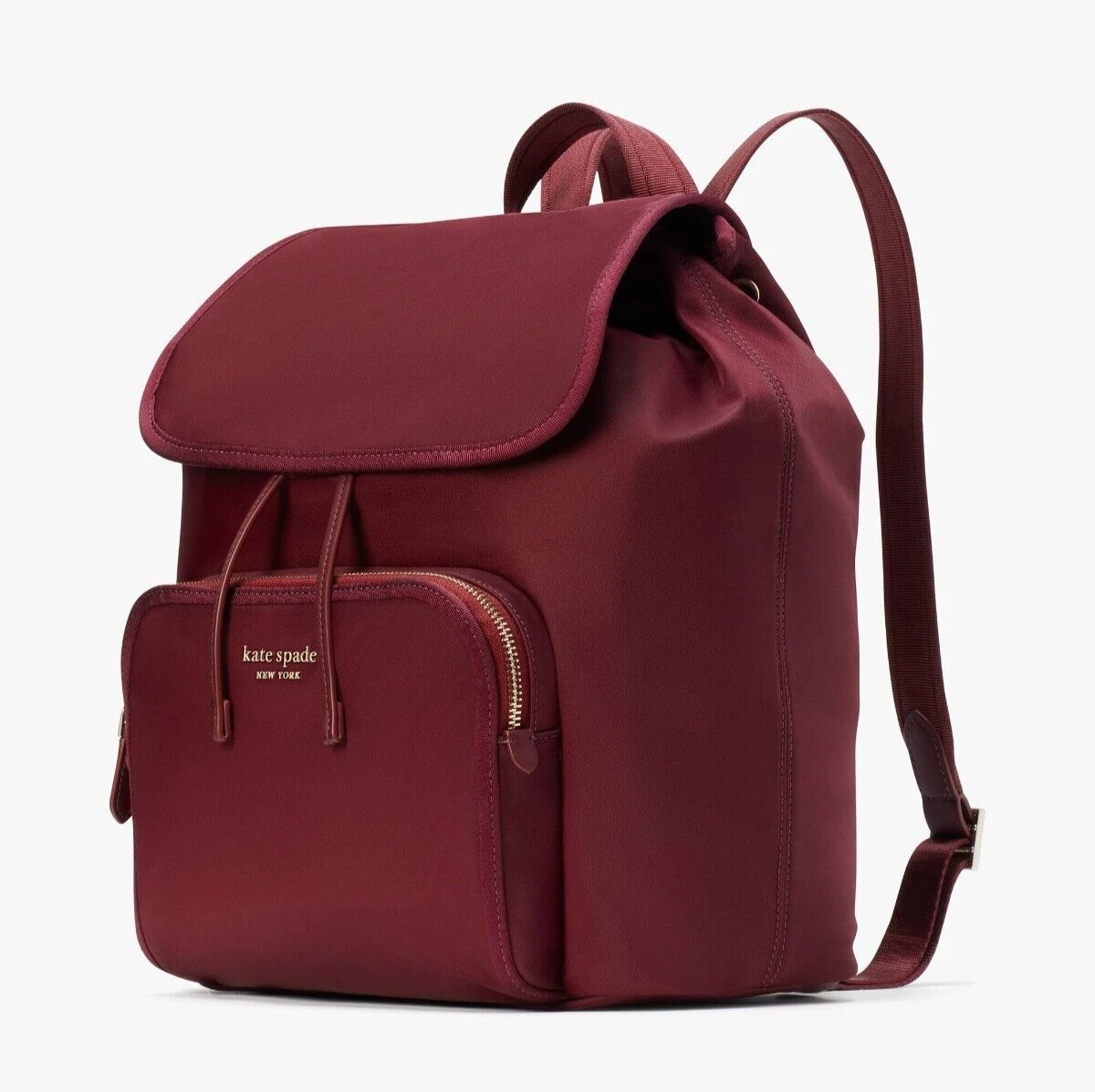 Nuovo zaino medio Kate Spade Sam The Little Better nylon scuro Merlot