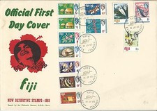 FDC Jumbo Size 1968 Definitive Stamps to 2/- Total 12 Stamps FDI Suva 15 Jy 1968