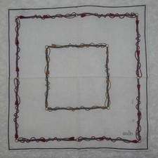 M39 Vintage GUCCI White Cotton Scarf Scarves Pocket Square 17" X 17"