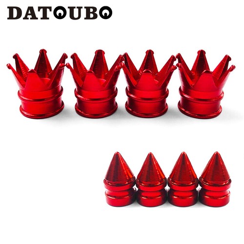 Red Color Car Tire Valve Stem Caps set, Rocket Spike Crown Tyre Air Dust Caps. - Picture 27 of 38