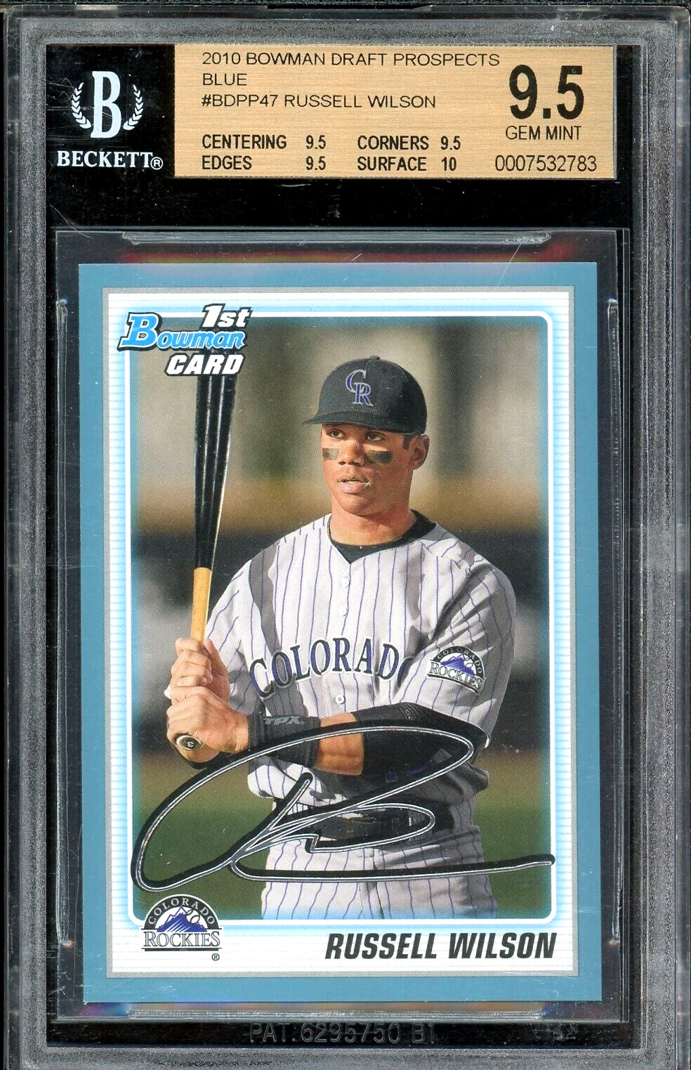 2010 1st Bowman Prospect Blue /399 Russell Wilson Rookie BDPP47 BGS 9.5 Gem Mint
