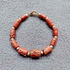 Red Coral Bracelet Natural Italy Beads Bracelet Coral Gemstone Handmade Bracelet