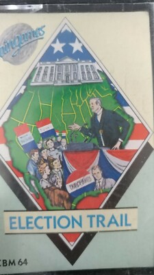 Election Trail (Briangames 1984) Commodore C 64 (Tape, Box, Manual) works