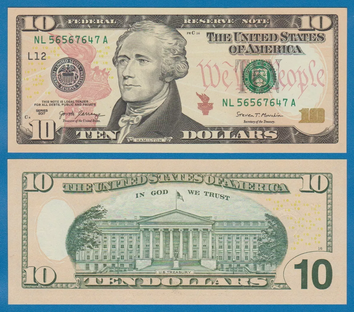 ESTADOS UNIDOS - FE - 10 DOLLARS - 2013 - 5 NOTAS