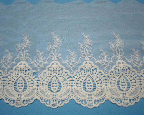 1Yard Embroidery Soft Cotton Off White Tulle Lace Trims Sewing Craft Width 19 CM - Picture 3 of 3