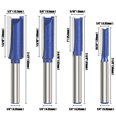 1/4'' Shank Double Flute Straight Router Bit Chamfer Woodworking Milling Cutter