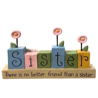 Sisterly Love and Blooms Flower Resin Block SitterHome Decorative 2.5''x4'' NEW
