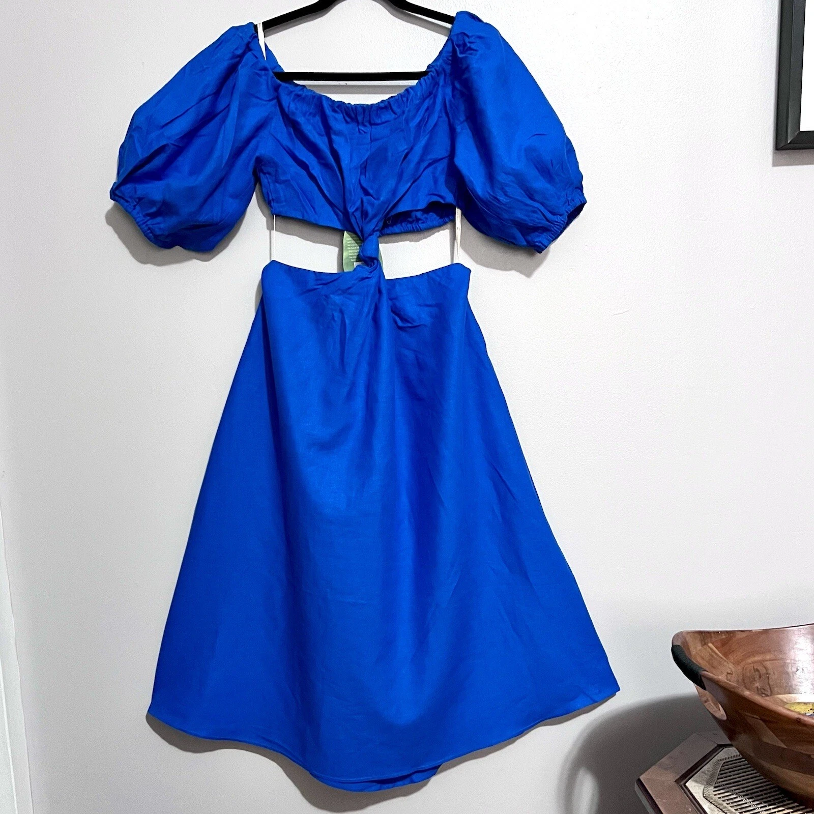 PALM ANGELS Abito nuovo con etichette Farm Rio blu midi nodo senza spalline S OUT ONLINE AL DETTAGLIO $200