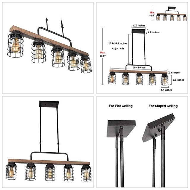 Baiwaiz Black Industrial Linear Chandelier Metal Wire Cage Pool