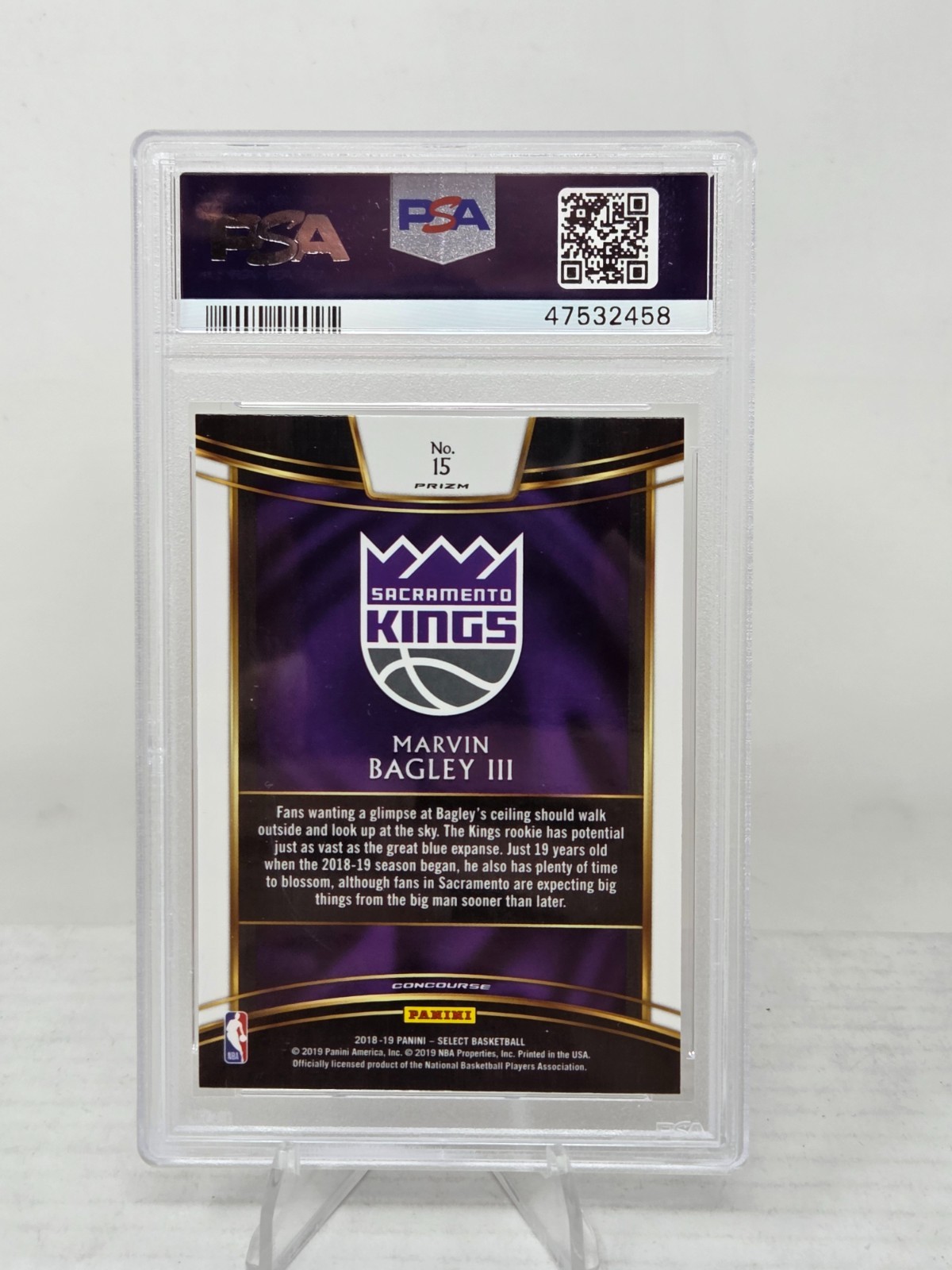 2018 Select MARVIN BAGLEY III Tri Color Refractor Rookie Card PSA 10 Gem Mint view 2