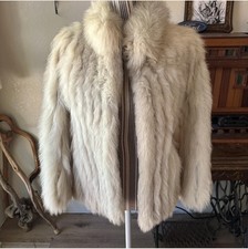 SAGA White Silver Cream Fox Fur Coat Sz S Mob Wife Loud Luxury Maximalist