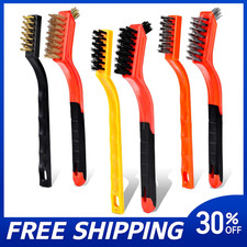 6 Pack Small Wire Brush Set - 7 Inch Brass BrushSteel BrushNylon Brush with USA