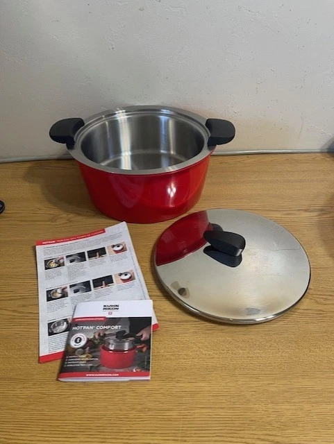 NWOB KUHN RIKON HOTPAN STAINLESS STEEL POT 2.1 QT RED THERMAL COOKING BOWL NEW