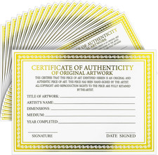 25 Pcs 5 X 7 Inch Certificate of Authenticity...