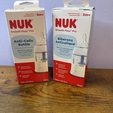 NUK Bottle 0m 5 oz Grey Anti-Colic Smooth Flow Pro 2 Pack