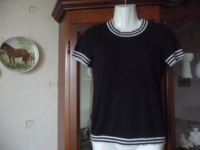 KATE SPADE Pulli Kurzarm BW/Seide/Kaschmir Schwarz/Weiß Gr. S Top    