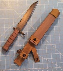 Vintage OKC3S OKC-3S Knife USMC Marine Corps Bayont Ontario Knife Co & Scabbard