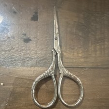 Antique Ornate Handle Dressmaker's Scissors Silver Tone Pre-1930