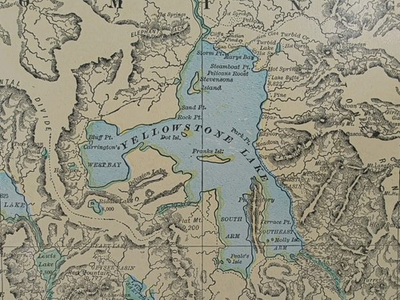 #ad Vintage 1900 YELLOWSTONE PARK Map 11quot;x14quot; Antique Original OLD FAITHFUL GEYSER $45.51