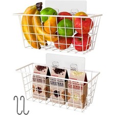 Wall Wire Baskets Bin No Drilling Adhesive Hanging Baskets Wall Mounted for