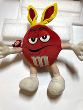 Vintage M&M's Red Character Plush Advertising Figure with Yellow Bunny Ears