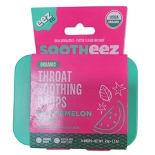 Lolleez Sootheez Organic Throat Soothing Drops Watermelon Mint 14ct Tin