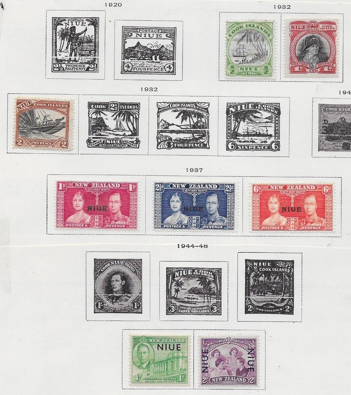 8 Niue Stamps from Quality Old Antique Album 1932-1946