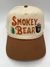 Smokey The Bear Rope Hat Brown and White  Snapback Mad Engine Adjustable NWT