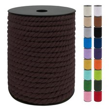 Dark Coffee 8mm 131 FT 3 Strand Twisted Natural Cotton Macrame Rope Cord Yarn