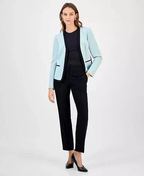 Kasper Contrast-Trim Blazer – Size 14P – NWT – Light Blue Open Front Long Sleeve - Image 4 of 4