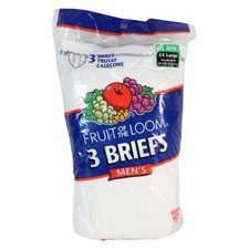 Fruit of the Loom Mens Briefs White 3 Pack Big Men 2XL 46-48 Cotton 7690 New