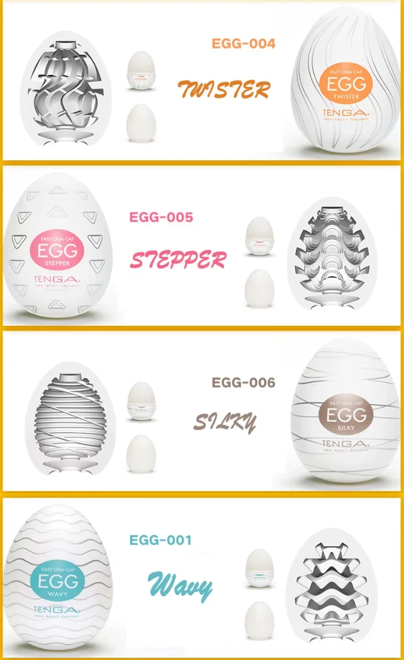 Conjunto de 6 peças de masturbador/acariciador masculino descartável variedade TENGA EGG - Imagem 3 de 4