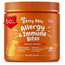 Zesty Paws Allergy Immune Soft Chews for Dogs - Salmon Flavor - 90ct: Digestive