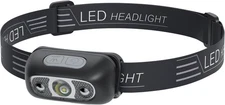Rechargeable Lightweight Headlamp Black and Silver 300 Lumens for Camping